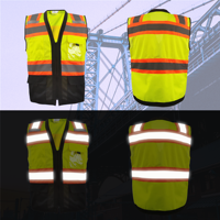 Gilet de sécurité réfléchissant haute visibilité ZUJA avec logo personnalisé, gilet de travail en maille robuste avec bandes argentées de 2 pouces, plusieurs poches