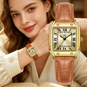 <span class=keywords><strong>Montre</strong></span> à quartz pour femme SHENGKE, design classique, bracelet en cuir, montres-bracelets pour femmes, prêtes à être expédiées, montres-bracelets étanches - Product Image 4