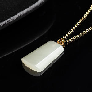 Pendentif en jade blanc Wu Shi Pai en néphrite naturelle, or 18 carats, bijoux pour femmes, style chinois, cadeau avec certificat d'évaluation D428 - Product Image 3