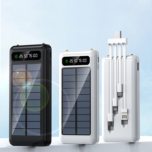 Banco de Energía Solar Portátil de 10000mAh con Entrada USB Tipo-C, Linterna LED Desmontable y 4 Cables Integrados, Venta al Por Mayor - Product Image 1
