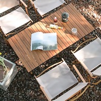 Chaise pliante de camping en bois massif ultra-légère et portable pour la pêche, la plage, le pique-nique, le glamping – Ensemble de mobilier d'extérieur