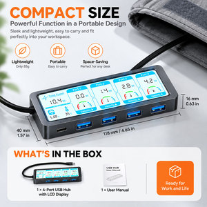 Hub USB Portátil de 4 Puertos USB 3.0 con Transferencia de Datos de 5Gbps y Pantalla de Monitoreo de Energía en Tiempo Real - Product Image 1