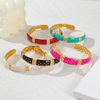 Bracelets en acier inoxydable pour femmes goutte à goutte arc-en-ciel émaillé bracelets ouverts colorés accessoires de bijoux de mode pour les filles