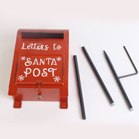 Buzón de Metal Vintage Hecho a Mano para Cartas a Santa, Buzón de Hierro Independiente con Cerradura para Decoración Navideña del Hogar