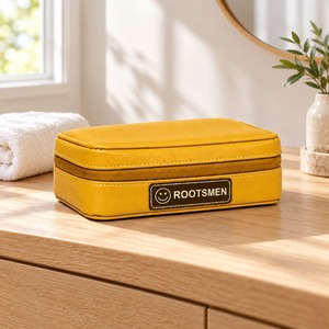 <b>Makeup</b> <b>Case</b> Mustard Yellow PU Leather 13x11x3cm Zip Around Box Shape Travel Cosmetic Organizer Custom Logo OEM ODM Low MOQ - Product Image 5