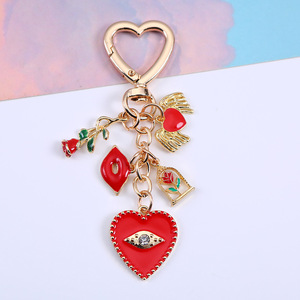 Cross-Border New Red Series Valentine's Day Collection Metal Rose for Love Lipstick Jewelry Keychain Pendant - Product Image 3