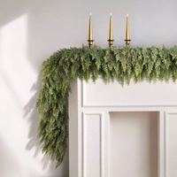 Guirlande de Noël en pin de Norfolk au toucher réel, couronne de verdure artificielle à suspendre à la porte, aiguilles de pin, décoration de fêtes, vente en gros