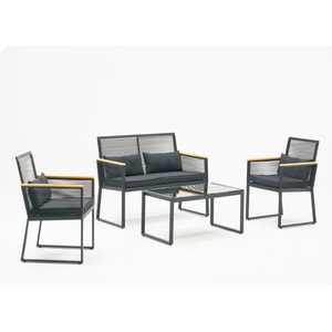 AJUNION Mobilier <span class=keywords><strong>de</strong></span> jardin en corde <span class=keywords><strong>de</strong></span> bois Ensemble <span class=keywords><strong>de</strong></span> <span class=keywords><strong>salon</strong></span> d'extérieur en acier Meubles <span class=keywords><strong>de</strong></span> <span class=keywords><strong>balcon</strong></span> Ensemble <span class=keywords><strong>de</strong></span> patio pour <span class=keywords><strong>4</strong></span> <span class=keywords><strong>personnes</strong></span> - Product Image 1