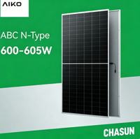 Panneaux solaires bifaciaux en verre double de type N TOPCon AIKO 610-625W, entièrement noirs, Tier 1, 23,7 % d'efficacité, demi-cellules, garantie 25 ans, pour la maison