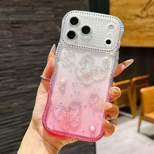 Coque de téléphone antichoc papillon avec protection caméra en diamant pour iPhone 17 Pro, motif vague - Product Image 6