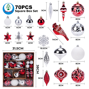 Juego de bolas de Navidad de plástico para decoración de árboles al aire libre para el hogar mixto colorido de varias formas - Product Image 6