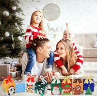 Boîte d'emballage cadeau de Noël avec nœud petites boîtes à biscuits pour bonbons fête de vacances faveur fournitures boîtes de cadeaux de Noël pour cadeau