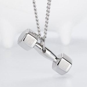 Dumbbell Necklace <b>Titanium</b> Steel Unisex Fitness Pendant For Daily Wear Stylish Commute Jewelry - Product Image 5