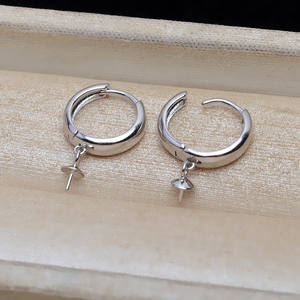 Base de Plata S925 para Joyería DIY, Lisa, para 8-10 Perlas, Modelo 4297, para Pendientes de Aro de Moda - Product Image 4