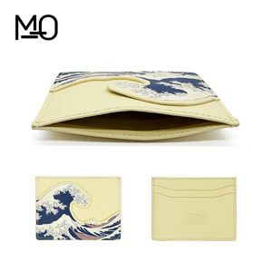 जापानी शैली मुद्रित गाय चमड़े की रफिड ब्लॉक कार्ड धारक कस्टम अद्वितीय कार्ड स्लॉट आईडी कार्ड पुरुषों वॉलेट कॉर्पोरेट उपहार लोगो - Product Image 2