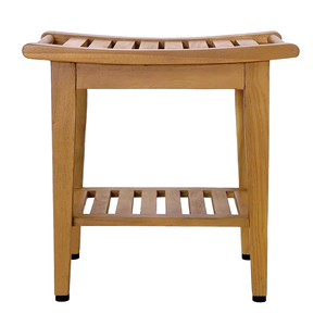 Tabouret <span class=keywords><strong>de</strong></span> <span class=keywords><strong>salle</strong></span> <span class=keywords><strong>de</strong></span> <span class=keywords><strong>bain</strong></span> <span class=keywords><strong>en</strong></span> <span class=keywords><strong>teck</strong></span> massif, moderne et écologique, avec étagère inférieure, entièrement assemblé - Product Image 1