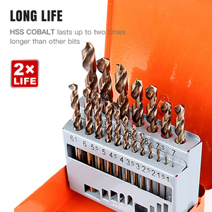 Songqi Hot Bán 13/19/25 Pcs HSS Thẳng Shank Titan Tráng Xoắn Khoan <span class=keywords><strong>Bit</strong></span> Công Cụ Thiết Lập Trong Hộp Kim Loại - Product Image 3