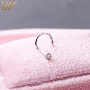 2025 moda cuerpo joyería <span class=keywords><strong>decoración</strong></span> 14K oro blanco moissanita joyería diamante redondo nariz anillos y tachuelas - Product Image 6