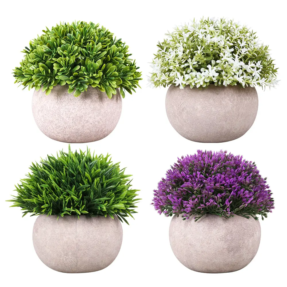 Simulation Of Green Plant Bonsai Combination Round Ball Pulp Artificial Pot Ceramic Flower