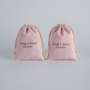 Sacs en coton avec cordon de serrage Ling's Store, rose, 7x9 cm, emballage pour bijoux, logo personnalisé - Product Image 2