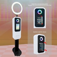 Photomaton professionnel pour selfies avec imprimante intégrée P322W, compatible iPad et appareil photo reflex numérique, avec anneau lumineux ou flash.