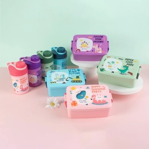 Beeman Cute Kids Lunch Box Set con botella de agua Contenedores de almacenamiento de alimentos escolares para uso doméstico en la <span class=keywords><strong>cocina</strong></span> para niños - Product Image 3