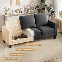 Canapé sectionnel 3 places convertible en L gris Ensemble de lit modulaire en tissu de lin pouf en bois pour salon bureau pour appartements