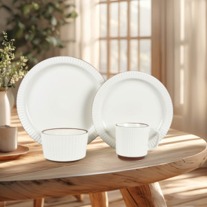 ชุดอาหารค่ำพอร์ซเลนหรูหราจากจีน ชุดจานเซรามิกเคลือบทอง ชุดจานชามสโตนแวร์ - Product Image 2