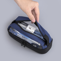 Trousse à crayons en toile grande capacité avec fenêtre transparente et fermeture éclair, pochette à stylos durable, sac de papeterie pour étudiants, bureau et usage quotidien