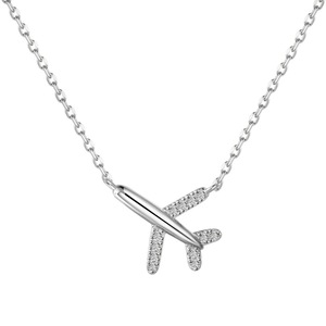 Changda S925 plata esterlina 18K chapado en oro collar cadena joyería fina colgante en forma de avión collares para mujeres - Product Image 1