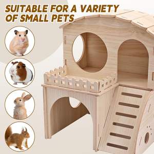 Casa de Madera de Doble Capa para Cobayas con Rampa y Plataforma para Hámsteres - Product Image 5