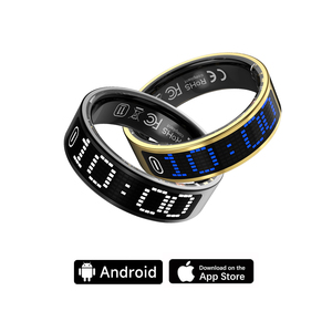 Bague connectée à écran tactile matriciel, détection de la fréquence cardiaque et de l'oxygène sanguin, suivi de la forme physique et du sommeil, contrôle par application, étanche 5ATM, en acier, LED - Product Image 4