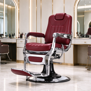 Fauteuil de barbier hydraulique professionnel, luxe, cuir PU noir, inclinable, pivotant, pour salon de coiffure - Product Image 4