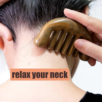 Peigne de massage des méridiens de la tête, outil de massage Gua Sha en bois pour la thérapie par acupuncture des cheveux