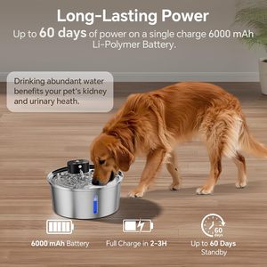 Nouvelle Fontaine à Eau Automatique Sans Fil pour Chat en Acier Inoxydable 3.2L/7L avec Détection par Capteur et Alimentation par Batterie 2025 - Product Image 4