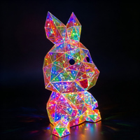 Figurine de lapin LED irisée, statue de lapin lumineuse, décoration alimentée par USB, décoration de table à domicile, cadeaux de fête