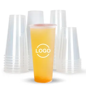 Eco-Vriendelijke Logo Custom 360 500cc Pp Transparant Wegwerp Plastic Beker Met Platte Koepel Sipper Deksel