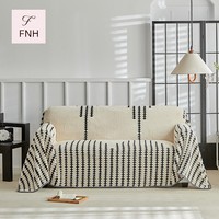 Housse de canapé rétro haut de gamme en polyester à carreaux, style européen, en peluche, pour automne-hiver, pièce unique, universelle, entièrement couvrante