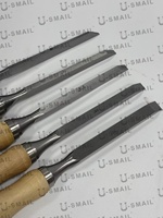 Ensemble de ciseaux à mortaiser professionnels de qualité supérieure pour la sculpture sur bois, outils de haute dureté avec manche en frêne 60CRV (5 pièces)
