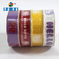 Ruban gros-grain imprimé Hello Kitty en gros, petit rouleau pour nœuds de cheveux pour enfants, emballage cadeau, artisanat DIY