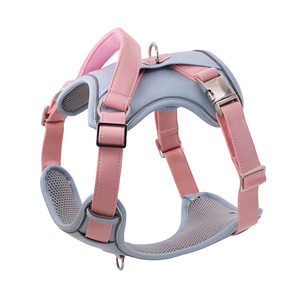 Direkt vom Hersteller Veganes PU-Leder Hundegeschirr mit Griff Reflektierendes Weiches Netzpolsterung Anti-Zug-Design Individuelles Logo Haustiergeschirr - Product Image 1