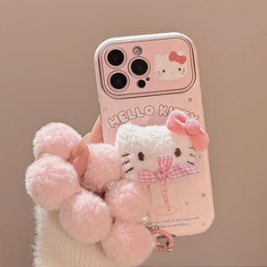 Coque de téléphone <span class=keywords><strong>Hello</strong></span> <span class=keywords><strong>Kitty</strong></span> <span class=keywords><strong>rose</strong></span> en similicuir avec chaîne perlée pour iPhone 17 Pro Max – Étui antichute - Product Image 2
