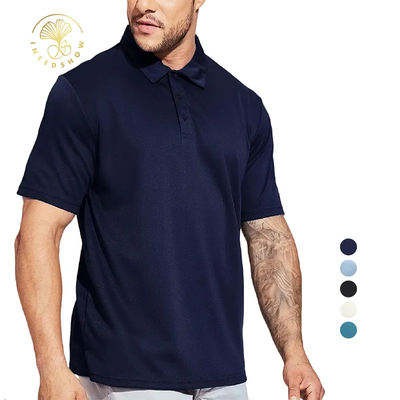 Индивидуальный дизайн, ваш собственный логотип, с коротким рукавом, лацканы, простой спандекс, Спортивная мужская рубашка-поло для гольфа с сухим прилеганием