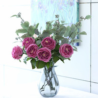 Rose artificielle de haute qualité, toucher réaliste, en soie et latex, blanche et rose, David Austin, pour la décoration de mariage et de fête