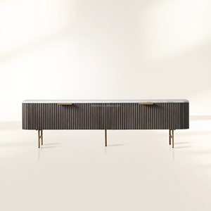 Aparador de lujo Finnley con cubierta de mármol, mueble bajo de madera para TV, consola multimedia, unidad lateral de almacenamiento para televisión - Product Image 4