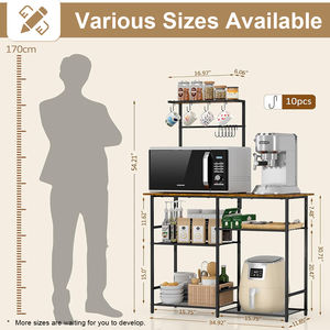 Panier <span class=keywords><strong>à</strong></span> <span class=keywords><strong>pain</strong></span> de cuisine en maille métallique avec rangement Support pour <span class=keywords><strong>four</strong></span> <span class=keywords><strong>à</strong></span> micro-ondes avec étagères réglables et crochets <span class=keywords><strong>à</strong></span> épices - Product Image 2