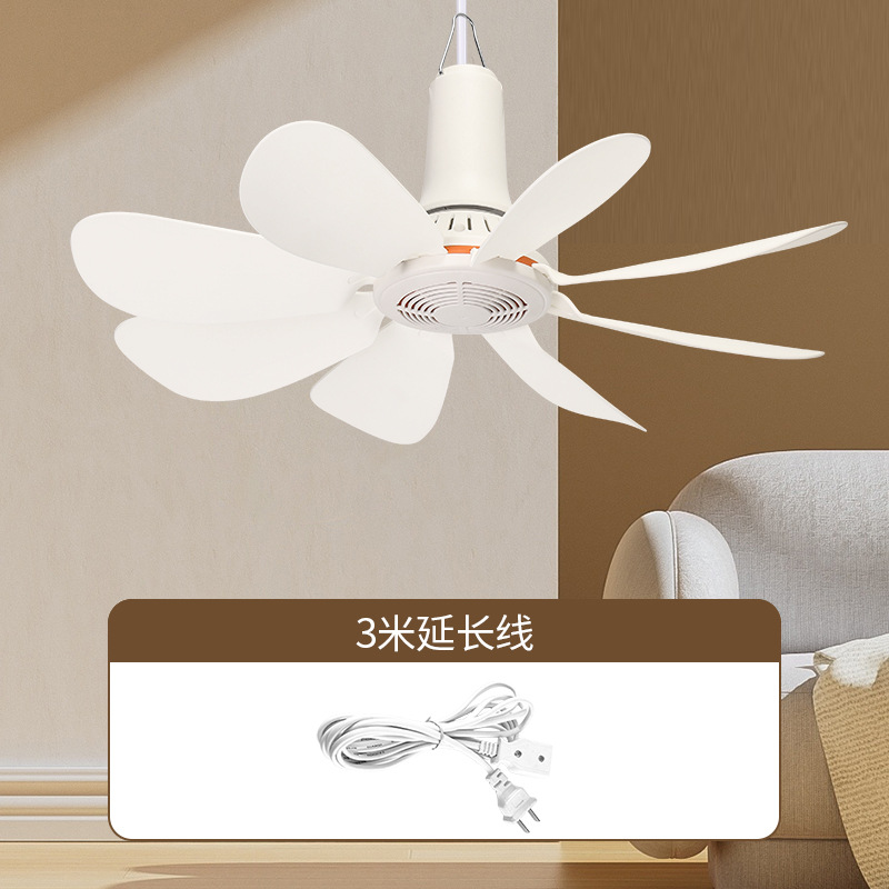 Beige 8-blade ceiling fan upgraded with 3-meter extension cord