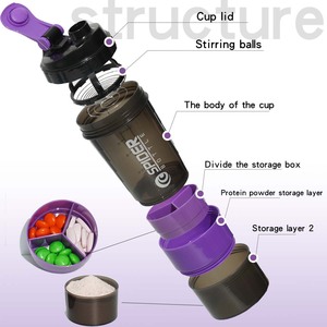 Tùy Chỉnh Tái Sử Dụng Không Thấm Nước Protein <span class=keywords><strong>Shaker</strong></span> Cup Trộn Chai Xách Tay Bột Container Máy Rửa Chén An Toàn Cho Tập Thể Dục Đào Tạo Phòng Tập Thể Dục - Product Image 4
