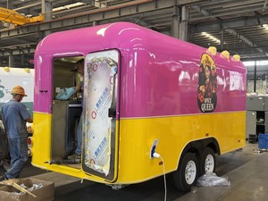 Camion de restauration mobile rose et jaune au design tendance, pour pizzas, hamburgers, hot-dogs, avec bar à barbecue et musique, le plus vendu - Product Image 2