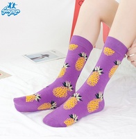 Chaussettes Jacquard Fantaisie Fruits Tendance Homme Femme Automne Hiver Polyester Coton Vente en Gros